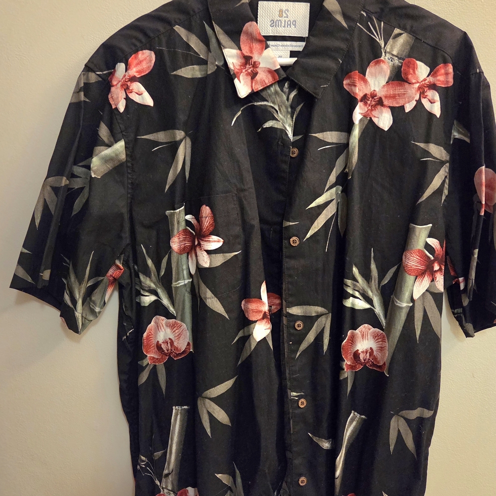 Amari Black Floral Men's Casual Button Down Shirt
